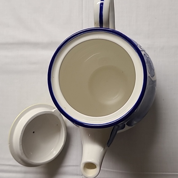 1995 Enesco Citron Otagiri  Teapot Blue Flowers Yellow Lid - Picture 6 of 8